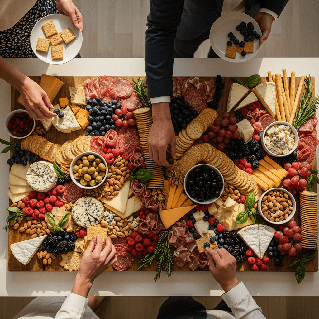 Gourmet grazing table at corporate event in Lisbon